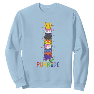 Funny Purride Stacked Cats Pride Sweatshirt Cute LGBTQ Cat Lover