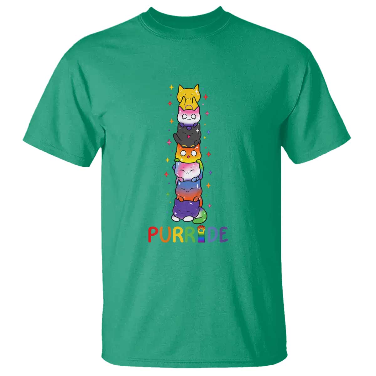 Funny Purride Stacked Cats Pride T Shirt Cute LGBTQ Cat Lover
