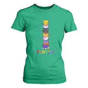 Funny Purride Stacked Cats Pride T Shirt For Women Cute LGBTQ Cat Lover