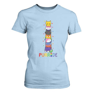 Funny Purride Stacked Cats Pride T Shirt For Women Cute LGBTQ Cat Lover