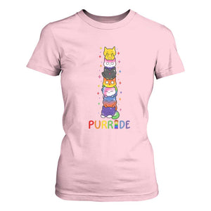 Funny Purride Stacked Cats Pride T Shirt For Women Cute LGBTQ Cat Lover
