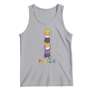 Funny Purride Stacked Cats Pride Tank Top Cute LGBTQ Cat Lover TS12 Athletic Heather Print Your Wear