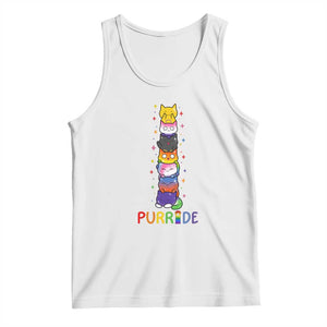 Funny Purride Stacked Cats Pride Tank Top Cute LGBTQ Cat Lover TS12 White Print Your Wear