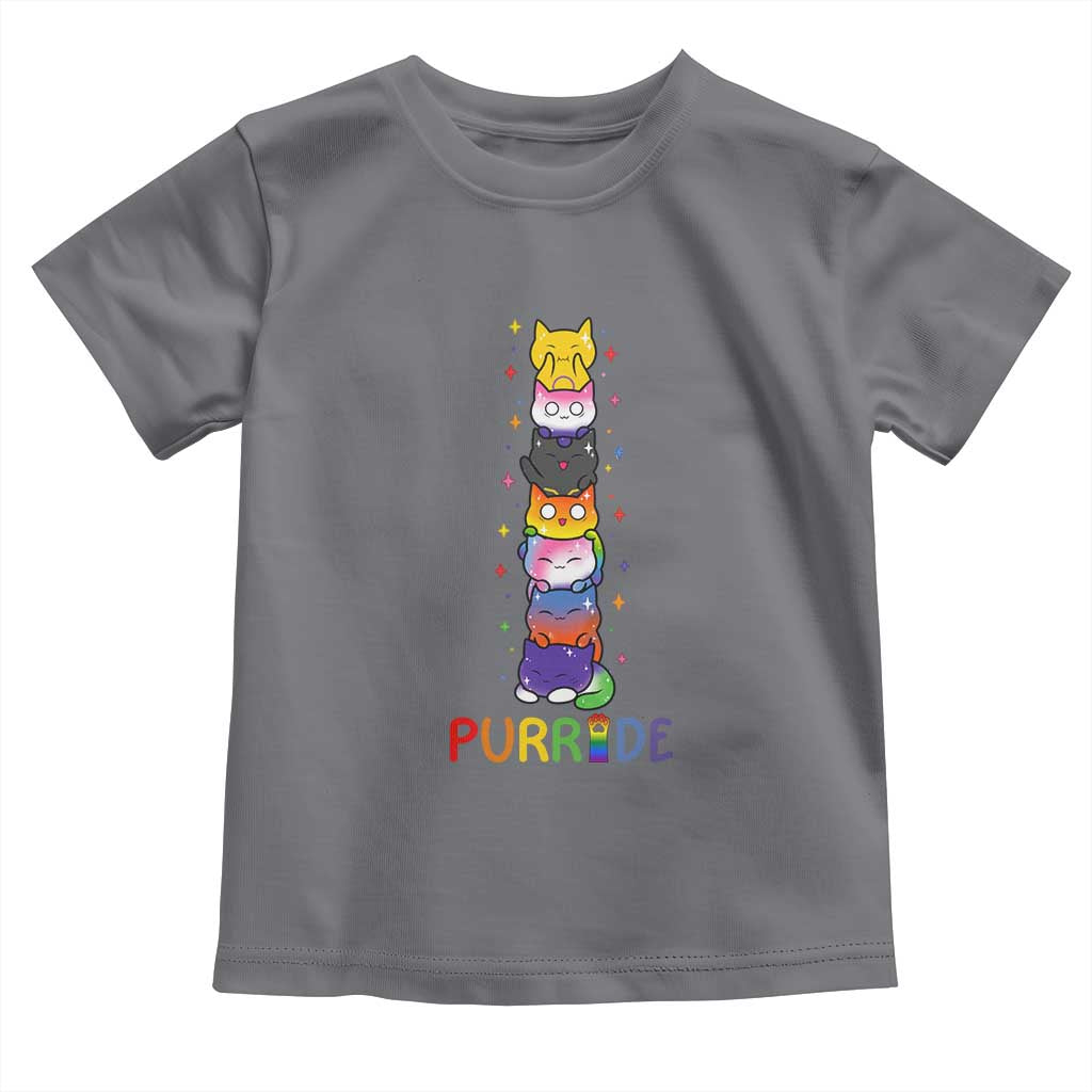 Funny Purride Stacked Cats Pride Toddler T Shirt Cute LGBTQ Cat Lover TS12 Charcoal Print Your Wear