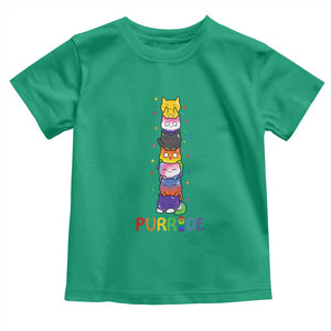 Funny Purride Stacked Cats Pride Toddler T Shirt Cute LGBTQ Cat Lover TS12 Irish Green Print Your Wear