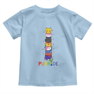 Funny Purride Stacked Cats Pride Toddler T Shirt Cute LGBTQ Cat Lover TS12 Light Blue Print Your Wear
