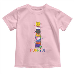Funny Purride Stacked Cats Pride Toddler T Shirt Cute LGBTQ Cat Lover TS12 Light Pink Print Your Wear