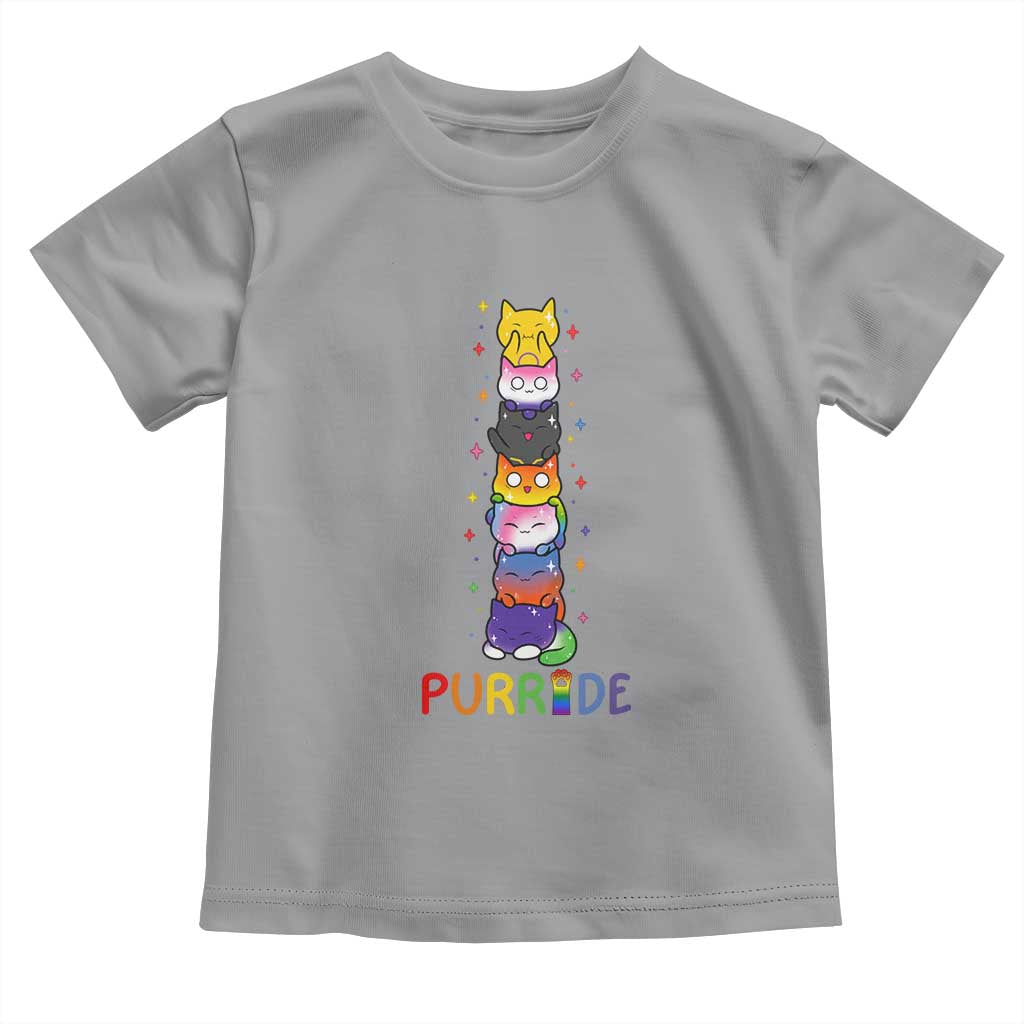 Funny Purride Stacked Cats Pride Toddler T Shirt Cute LGBTQ Cat Lover TS12 Sport Gray Print Your Wear
