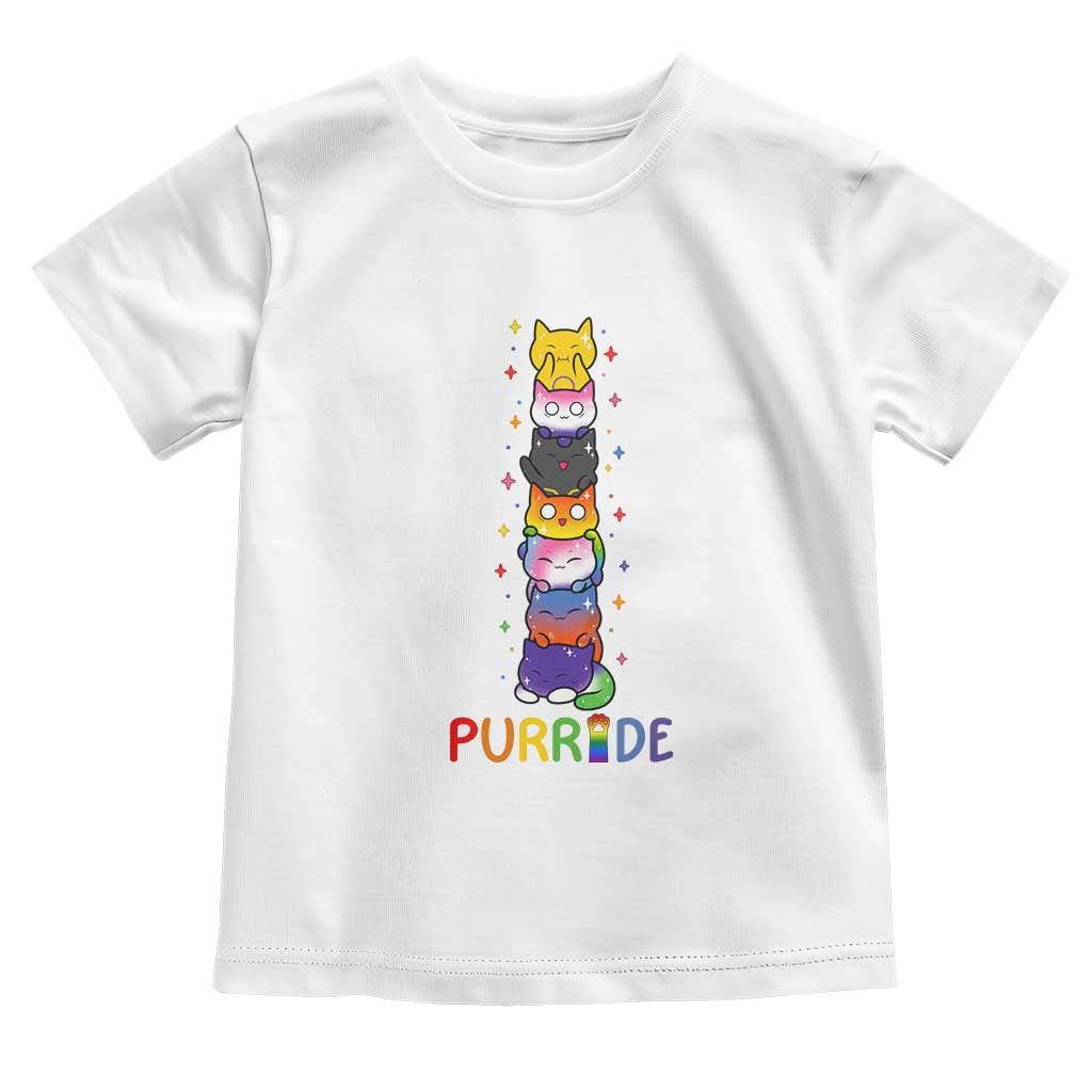 Funny Purride Stacked Cats Pride Toddler T Shirt Cute LGBTQ Cat Lover