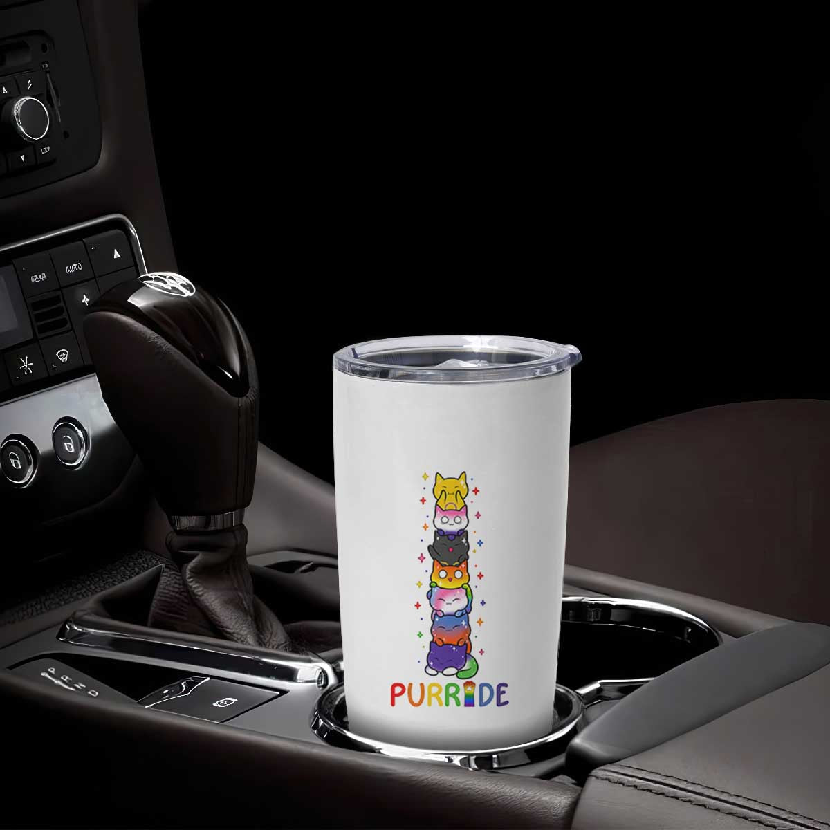 Funny Purride Stacked Cats Pride Tumbler Cup Cute LGBTQ Cat Lover TS12 Print Your Wear