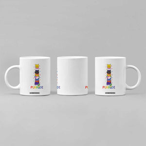 Funny Purride Stacked Cats Pride Coffee Mug Cute LGBTQ Cat Lover
