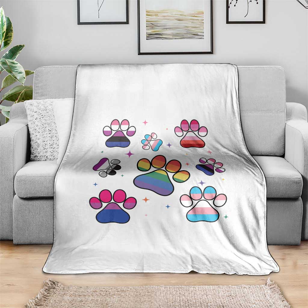 Funny Rainbow Paw Print Pride Throw Blanket LGBTQ Pet Lover TS12 Print Your Wear