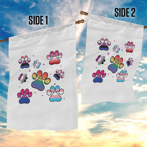 Funny Rainbow Paw Print Pride Garden Flag LGBTQ Pet Lover