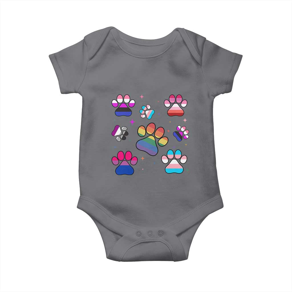 Funny Rainbow Paw Print Pride Baby Onesie LGBTQ Pet Lover