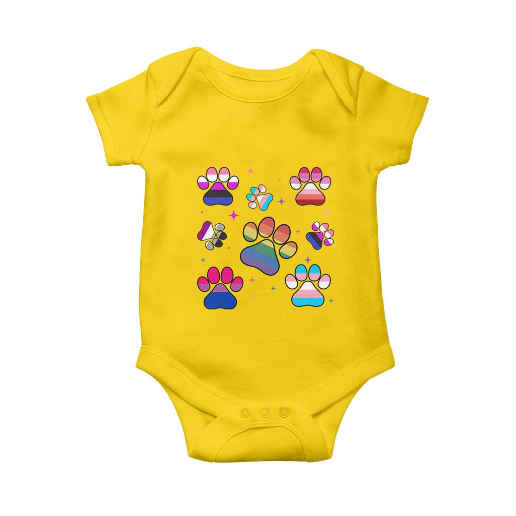 Funny Rainbow Paw Print Pride Baby Onesie LGBTQ Pet Lover