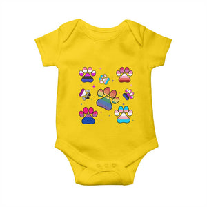 Funny Rainbow Paw Print Pride Baby Onesie LGBTQ Pet Lover