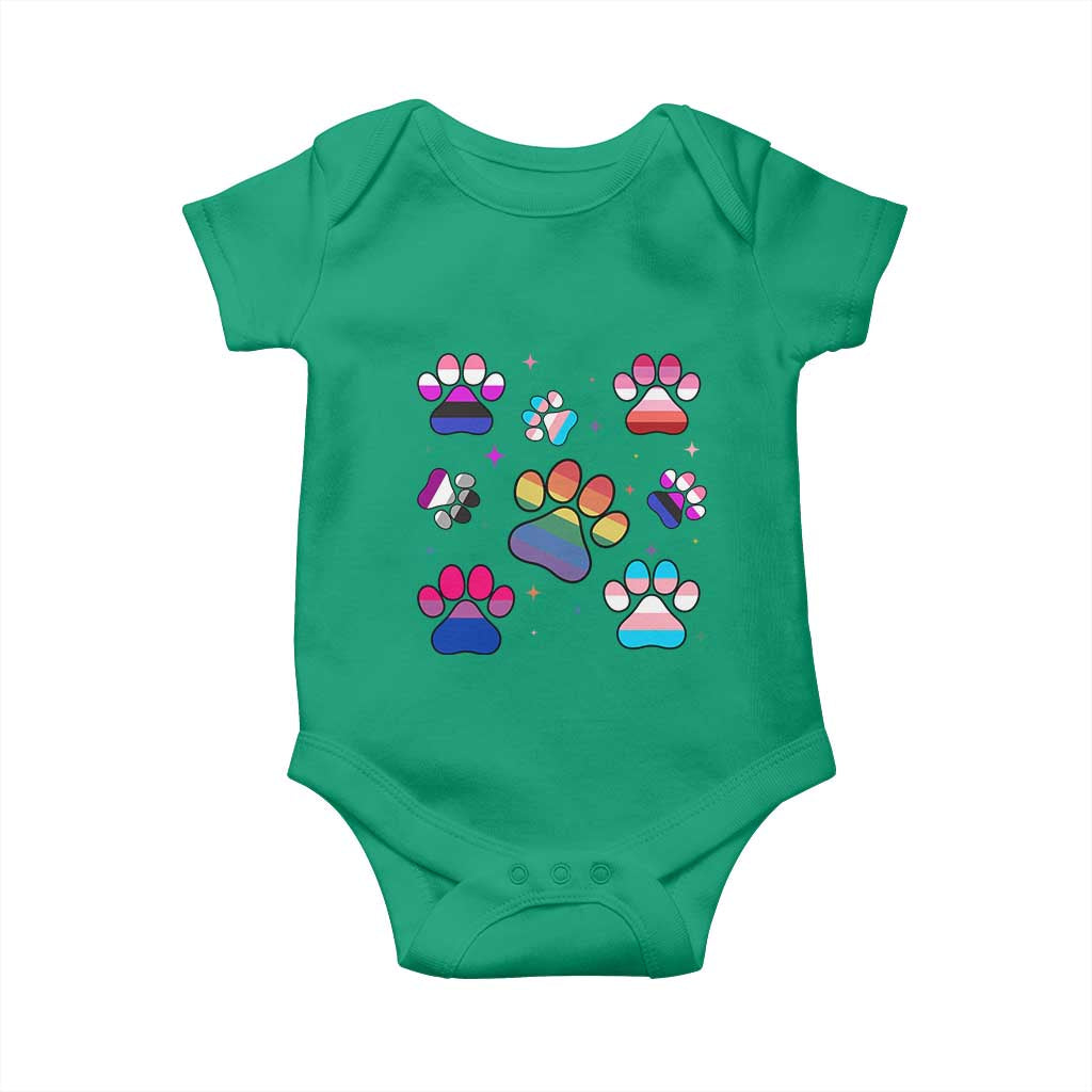 Funny Rainbow Paw Print Pride Baby Onesie LGBTQ Pet Lover