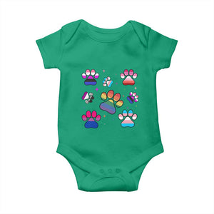 Funny Rainbow Paw Print Pride Baby Onesie LGBTQ Pet Lover