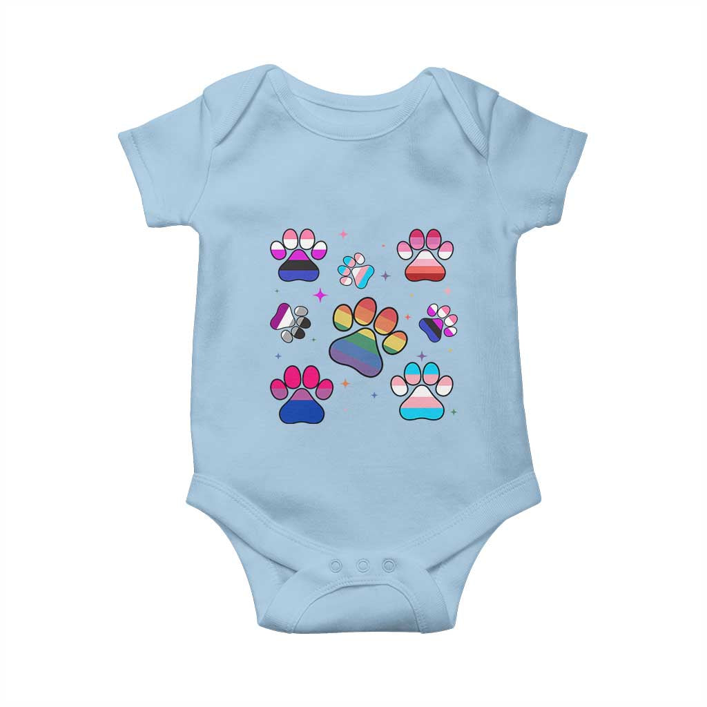 Funny Rainbow Paw Print Pride Baby Onesie LGBTQ Pet Lover