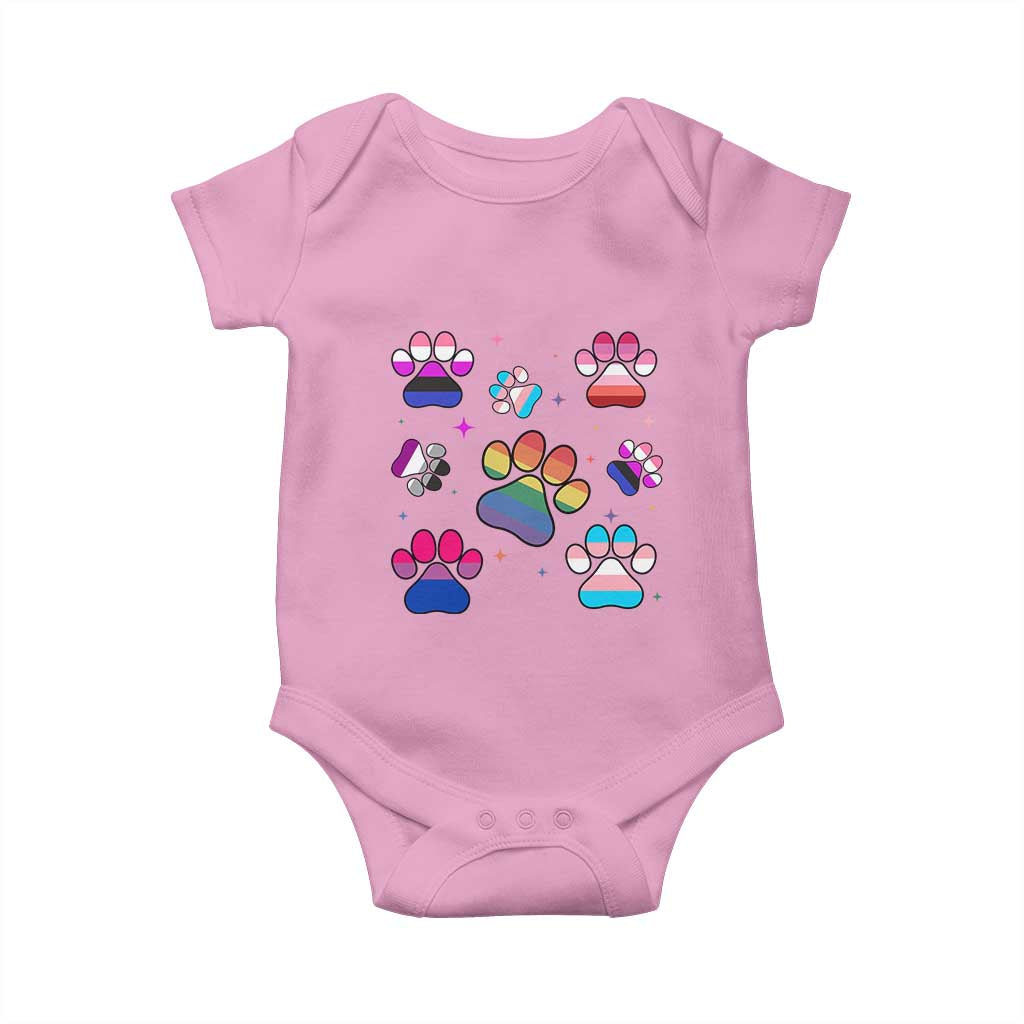 Funny Rainbow Paw Print Pride Baby Onesie LGBTQ Pet Lover