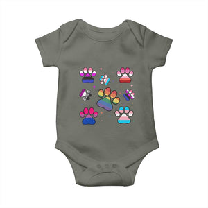 Funny Rainbow Paw Print Pride Baby Onesie LGBTQ Pet Lover