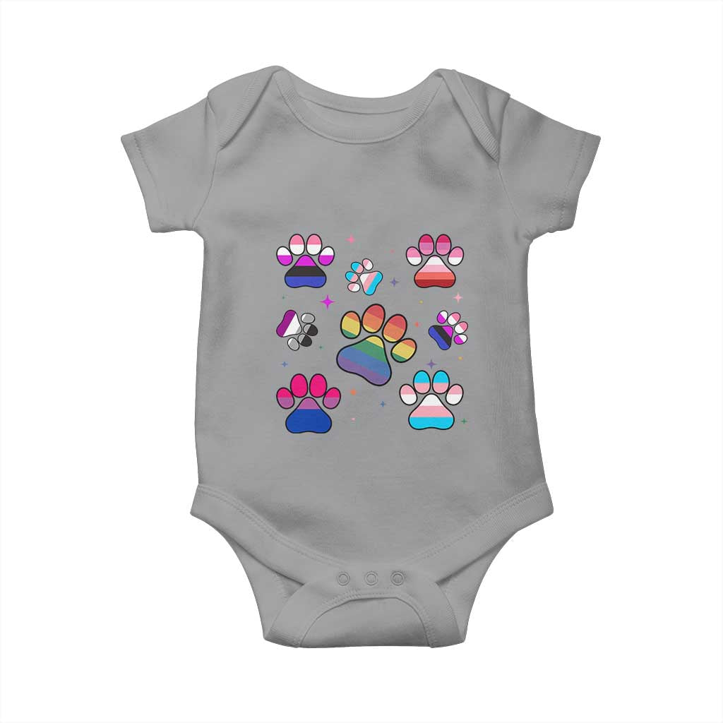 Funny Rainbow Paw Print Pride Baby Onesie LGBTQ Pet Lover