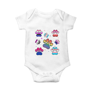 Funny Rainbow Paw Print Pride Baby Onesie LGBTQ Pet Lover