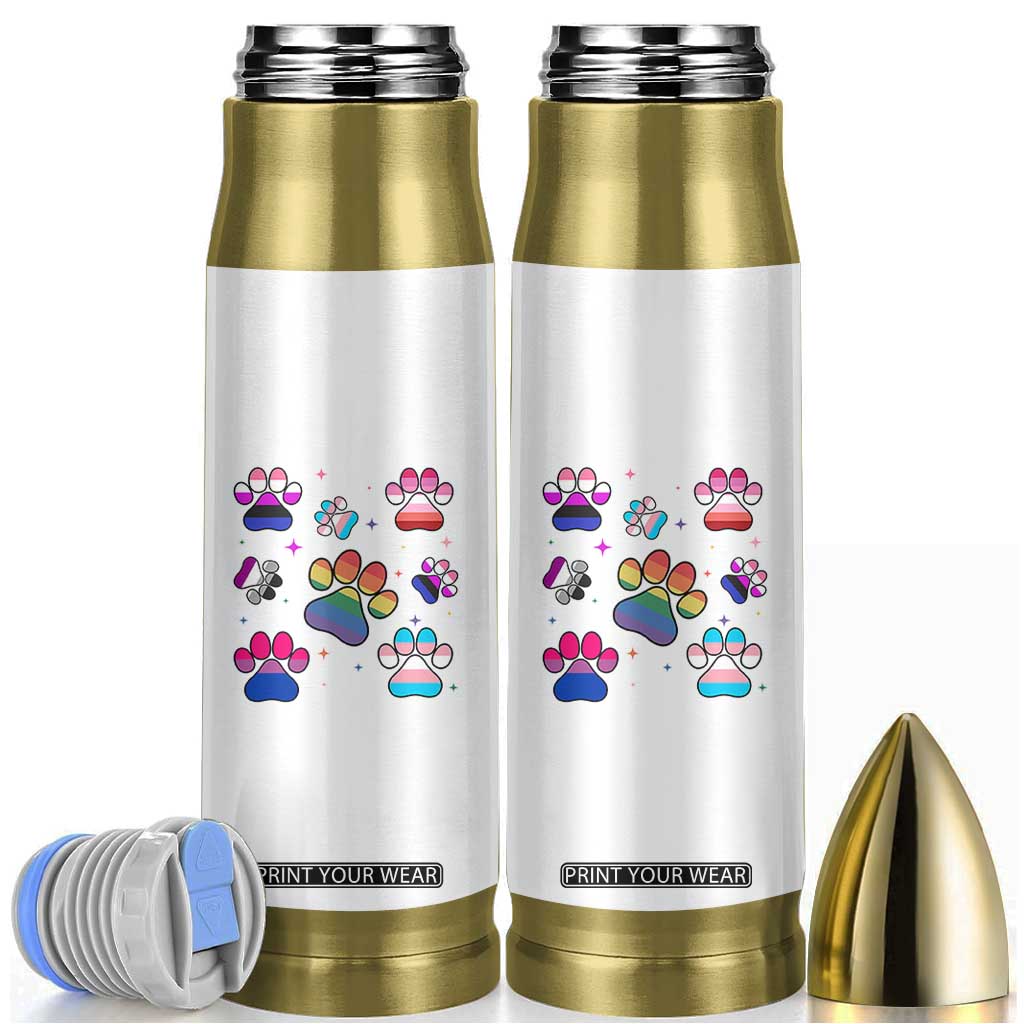 Funny Rainbow Paw Print Pride Bullet Tumbler LGBTQ Pet Lover
