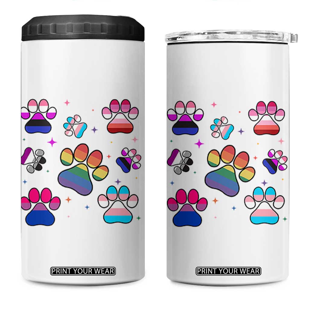 Funny Rainbow Paw Print Pride 4 in 1 Can Cooler Tumbler LGBTQ Pet Lover TS12 One Size: 16 oz White Print Your Wear