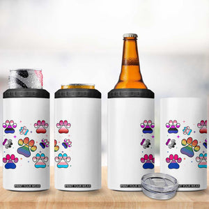 Funny Rainbow Paw Print Pride 4 in 1 Can Cooler Tumbler LGBTQ Pet Lover TS12 Print Your Wear