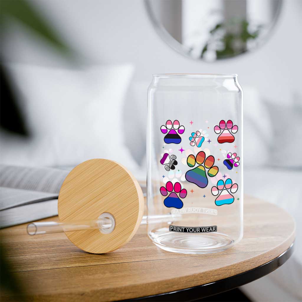 Funny Rainbow Paw Print Pride Glass Can LGBTQ Pet Lover TS12 Print Your Wear