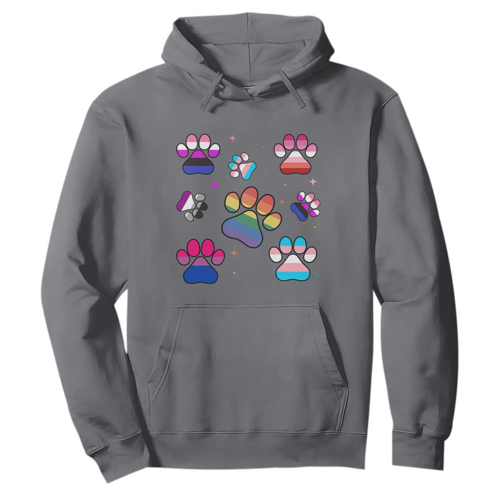 Funny Rainbow Paw Print Pride Hoodie LGBTQ Pet Lover TS12 Charcoal Print Your Wear