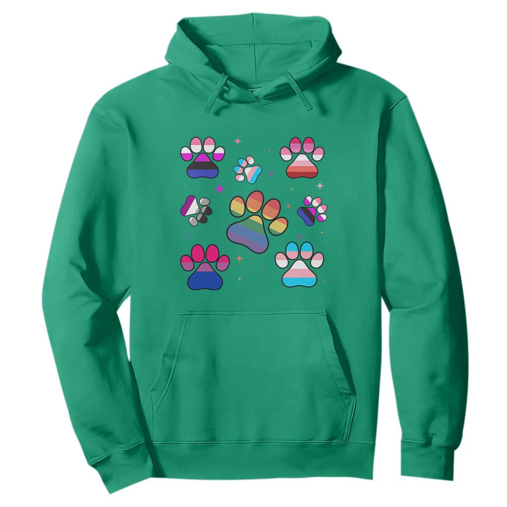 Funny Rainbow Paw Print Pride Hoodie LGBTQ Pet Lover TS12 Irish Green Print Your Wear