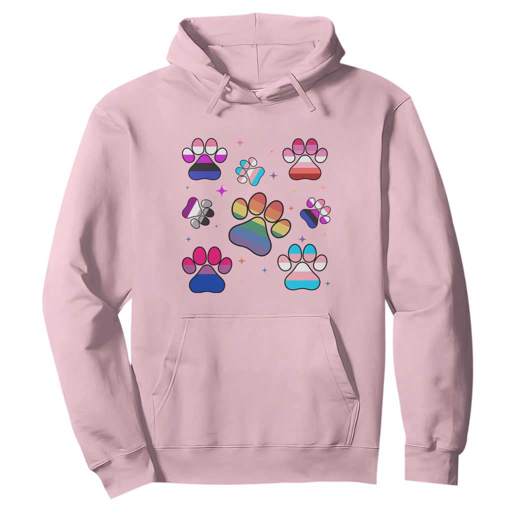 Funny Rainbow Paw Print Pride Hoodie LGBTQ Pet Lover TS12 Light Pink Print Your Wear