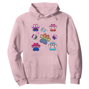 Funny Rainbow Paw Print Pride Hoodie LGBTQ Pet Lover TS12 Light Pink Print Your Wear