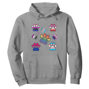 Funny Rainbow Paw Print Pride Hoodie LGBTQ Pet Lover TS12 Sport Gray Print Your Wear