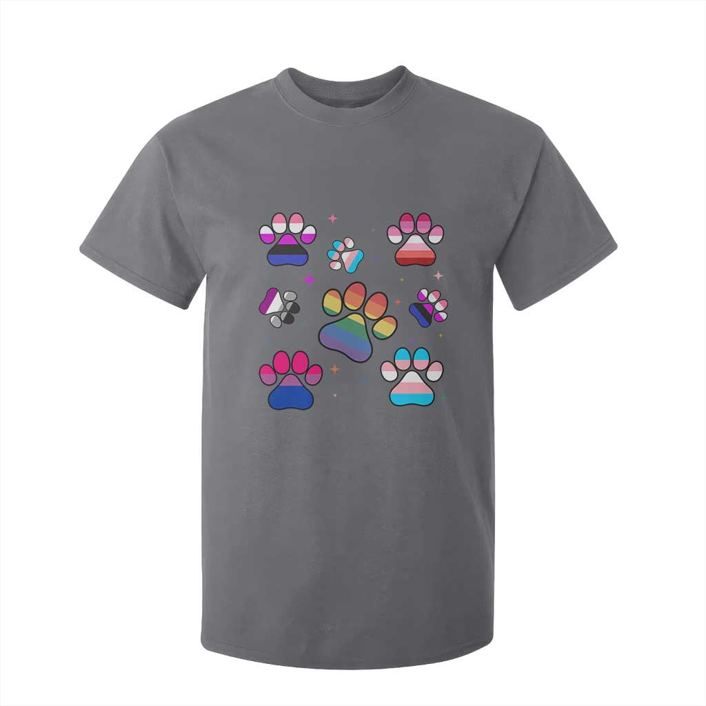 Funny Rainbow Paw Print Pride T Shirt For Kid LGBTQ Pet Lover TS12 Charcoal Print Your Wear