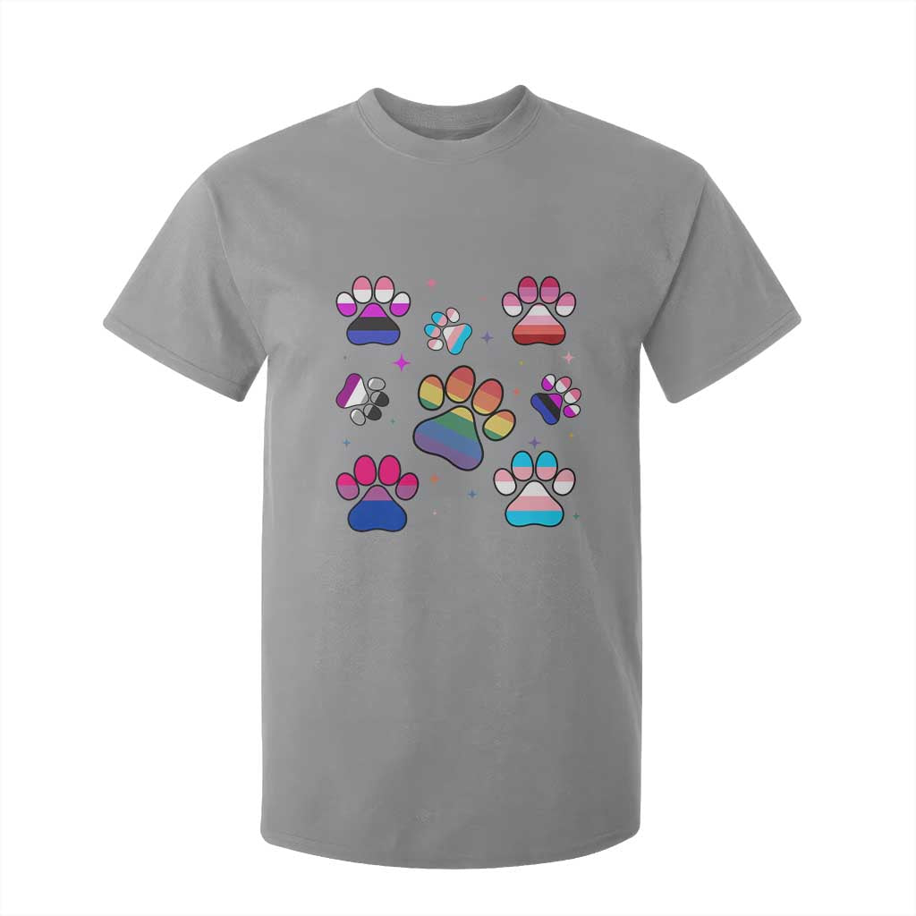 Funny Rainbow Paw Print Pride T Shirt For Kid LGBTQ Pet Lover TS12 Sport Gray Print Your Wear
