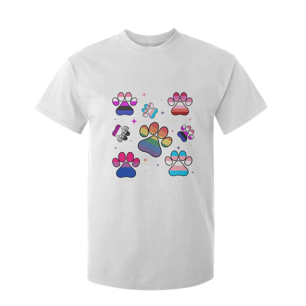 Funny Rainbow Paw Print Pride T Shirt For Kid LGBTQ Pet Lover TS12 White Print Your Wear