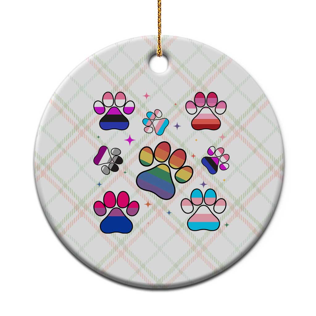 Funny Rainbow Paw Print Pride Ceramic Ornament LGBTQ Pet Lover