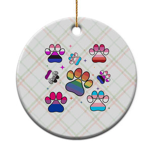 Funny Rainbow Paw Print Pride Ceramic Ornament LGBTQ Pet Lover