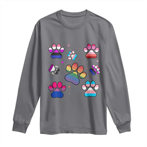 Funny Rainbow Paw Print Pride Long Sleeve Shirt LGBTQ Pet Lover TS12 Charcoal Print Your Wear