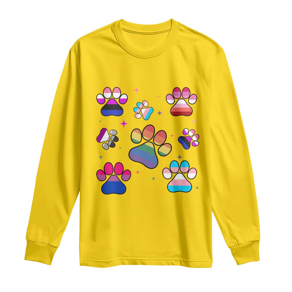 Funny Rainbow Paw Print Pride Long Sleeve Shirt LGBTQ Pet Lover TS12 Daisy Print Your Wear