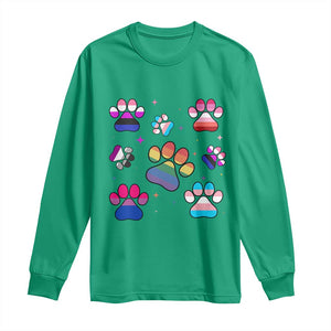 Funny Rainbow Paw Print Pride Long Sleeve Shirt LGBTQ Pet Lover TS12 Irish Green Print Your Wear