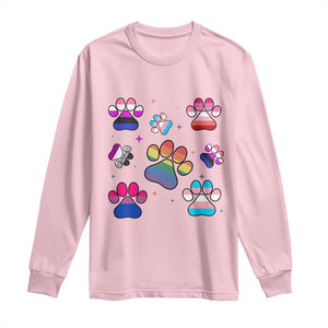 Funny Rainbow Paw Print Pride Long Sleeve Shirt LGBTQ Pet Lover TS12 Light Pink Print Your Wear