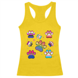 Funny Rainbow Paw Print Pride Racerback Tank Top LGBTQ Pet Lover TS12 Daisy Print Your Wear