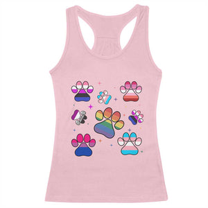 Funny Rainbow Paw Print Pride Racerback Tank Top LGBTQ Pet Lover TS12 Light Pink Print Your Wear