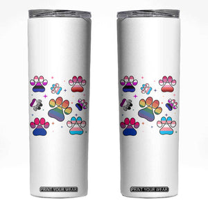 Funny Rainbow Paw Print Pride Skinny Tumbler LGBTQ Pet Lover TS12 White Print Your Wear
