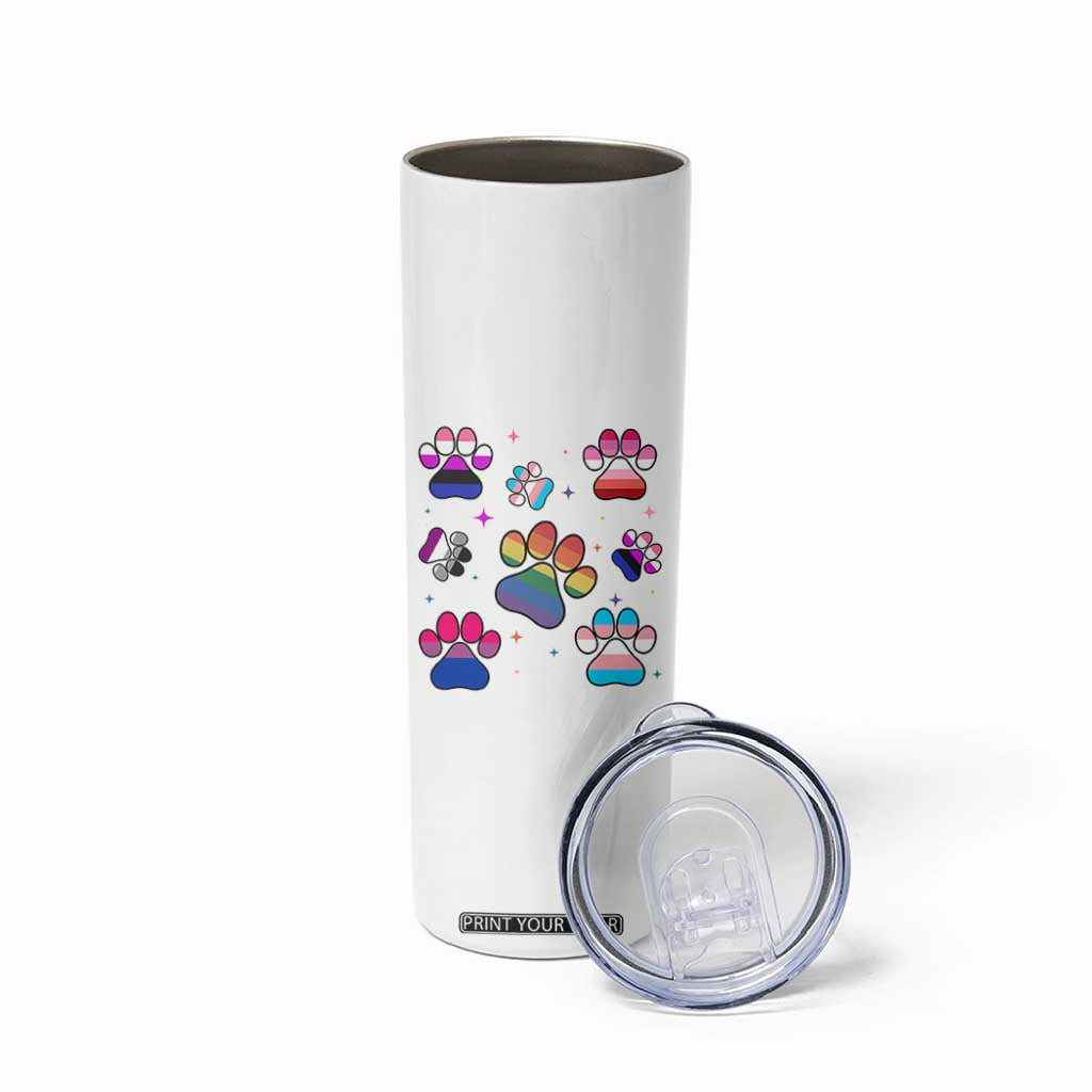 Funny Rainbow Paw Print Pride Skinny Tumbler LGBTQ Pet Lover TS12 Print Your Wear