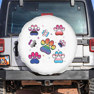 Funny Rainbow Paw Print Pride Spare Tire Cover LGBTQ Pet Lover